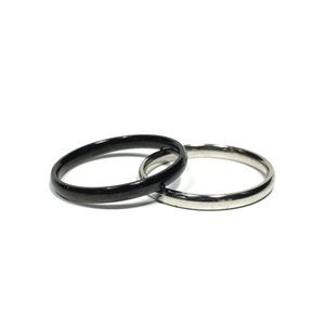 Stainless Steel Layered Silver/Black Rings